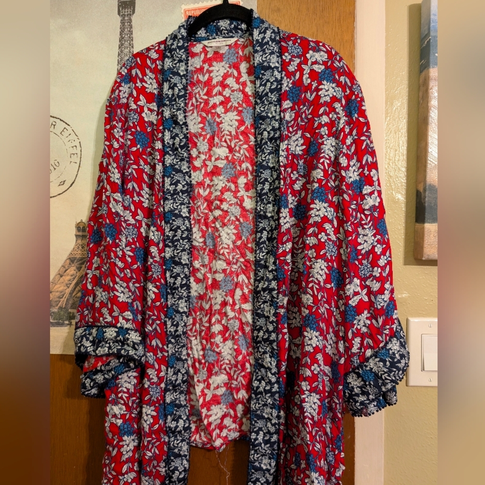 Allison Daley Red and Blue Floral Cape